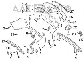 Bara spate goală Mercedes GLC 300/43 16-22 fără senzori de parcare, albă 149, zgârietură