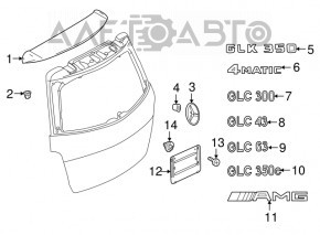 Capacul spoilerului pentru portbagajul usii Mercedes GLC 16-22 SUV din carbon