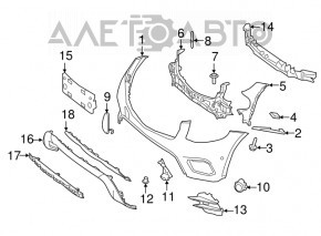 Absorbantul de impact al bara fata pentru Mercedes GLC 300/350e 16-19 este indoit.