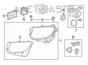 Far stânga față asamblată Mercedes GLC 16-19 LED 2 lentile cu garnitură