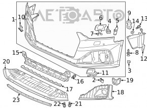 Bara față completă Audi A5 F5 20- cu senzori de parcare, parcare automată și sistem de spălare a farurilor premium, prestigiu