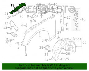 Garnitură aripă capotă - aripă stânga Audi A5 F5 17- lateral, prindere ruptă.