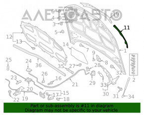 Уплотнитель капота левый Audi A5 F5 17- OEM