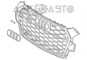 Grila radiatorului Audi A5 F5 20- fără cameră, neagră lucioasă, crom premium, prestigiu