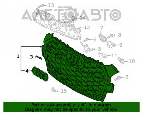 Grila radiatorului asamblată Audi A5 F5 20- fără cameră, neagră lucioasă, crom premium, prestigiu