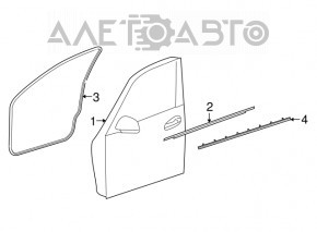Уплотнитель стекла двери передней правый Mercedes GLC 16-22 внутренний