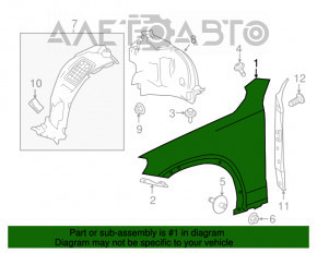 Aripa dreapta fata Mercedes GLC 16-22, aluminiu, alb 149