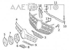 Grila radiatorului stânga Mercedes GLC 300/350e/43 16-19