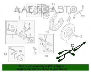 Cablu senzor ABS spate dreapta Audi A6 C7 12-18 AWD 356mm, 330mm