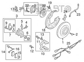 Cablu senzor ABS spate dreapta Audi A6 C7 12-18 AWD 356mm, 330mm