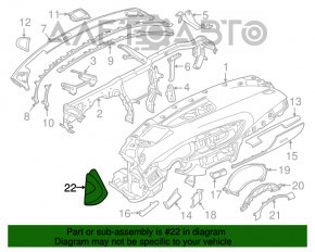 Накладка передней панели боковая правая Audi A6 C7 12-18 черная