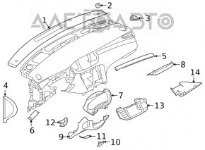 Capacul panoului frontal dreapta Infiniti QX50 19- argintiu