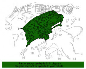 Panoul frontal cu AIRBAG pentru Lincoln Nautilus 19-21, maro.