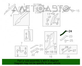 Capacul pragului exterior din spate stânga Lincoln Nautilus 19-23 negru.