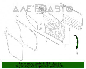 Уплотнитель двери боковой передней правой Lincoln Nautilus 19-23 перед