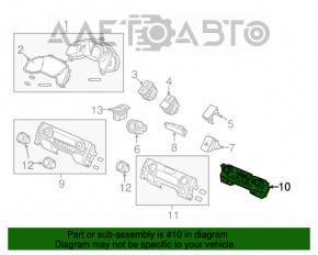 Controlul climatizării Honda Civic X FC 16-18 auto, dual zone, cu încălzirea scaunelor și a oglinzilor, lucios, capacul uzat