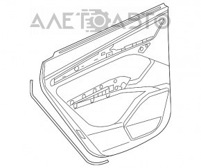 Обшивка двери карточка задняя левая Audi Q5 80A 18-20 черн, с вставкой под дерево, бежевый подлокотник со вставкой, с пищалкой, царапины