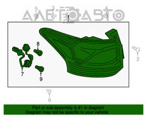 Lampa exterioară aripă stângă Mitsubishi Outlander 16-21 SUA, nouă, neoriginală DEPO Taiwan