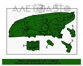 Фара передняя правая в сборе Nissan Leaf 18- галоген с креплением