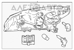 Far stânga față completă Nissan Leaf 18- halogen cu montare