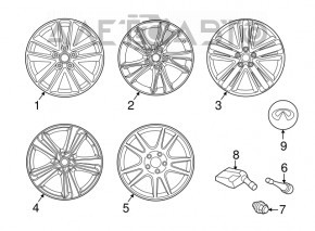 Capac central pe jantul Infiniti JX35 QX60 13- 63.5mm albastru inchis