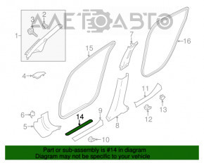 Capacul pragului exterior frontal stânga Nissan Leaf 18- negru