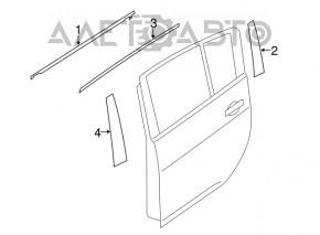 Молдинг дверь-стекло центральный задний правый Nissan Leaf 18-мат