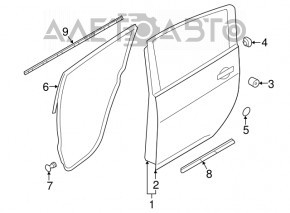 Уплотнитель двери задней левой Nissan Leaf 18-