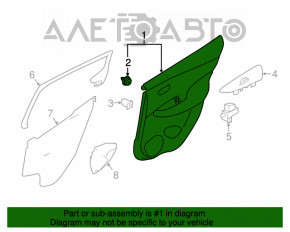 Обшивка двери карточка задняя левая Nissan Leaf 18-21 черная