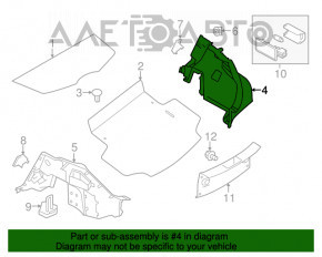 Capacul arcului drept Nissan Leaf 18-19 negru.