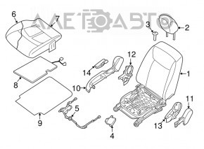 Scaunul pasagerului Nissan Leaf 18- fără airbag, manual, tapițerie neagră