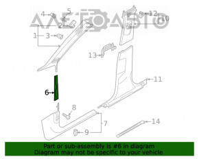 Накладка передней стойки средняя левая Audi A5 F5 17- 5D черная