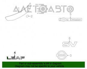 Emblema cu inscripția LEAF de pe ușa portbagajului Nissan Leaf 18-22