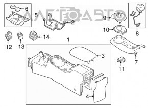 Consola centrală cu cotieră pentru Nissan Leaf 18-21, piele neagră, zgârieturi.