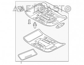 Plafonul de iluminare frontal pentru Audi A6 C7 12-18 sub trapă, negru, zgârieturi