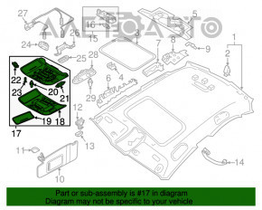 Plafonul de iluminare frontal pentru Audi A6 C7 12-18 sub trapă, negru, zgârieturi