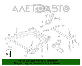 Șuruburile de fixare a brațului frontal, set de 2 bucăți, Nissan Leaf 18- față 146mm.