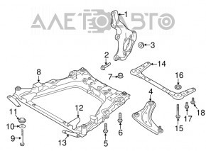 Șuruburile de fixare a brațului frontal, set de 2 bucăți, Nissan Leaf 18- față 146mm.