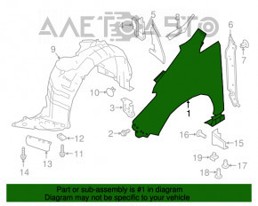 Aripa dreapta fata Nissan Leaf 18 - nou original OEM, colt indoit