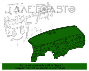 Panoul frontal cu AIRBAG pentru Nissan Leaf 18-19, negru, cu capac zgâriat.