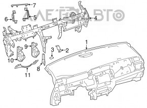 Panoul frontal al torpedo-ului fără AIRBAG pentru Nissan Leaf 18-19, negru.