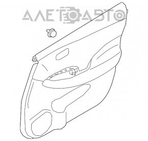 Capacul ușii, cartela frontală stânga Nissan Leaf 18-21 negru cu inserție neagră din piele, cotiera din material textil