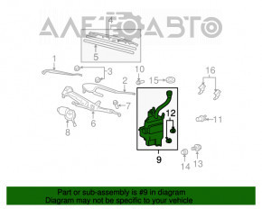 Rezervorul de spălare a parbrizului pentru Lexus RX400h 06-08 cu gât