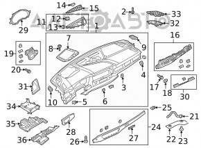 Deflectorul de aer cu capac pentru conducta de aer stânga Audi A5 F5 17- capac din lemn negru