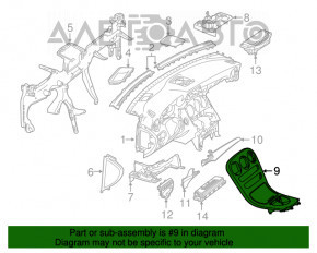 Capacul panoului frontal central Mercedes GLC 16-19 din lemn negru, uzat.