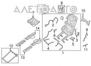 Capacul scaunelor din al doilea rand dreapta Infiniti JX35 QX60 13- spate dreapta, negru, zgarieturi