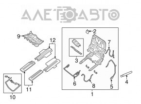 Capacul scaunelor randului 2 stanga Infiniti JX35 QX60 13- fata dreapta, neagra, zgarieturi