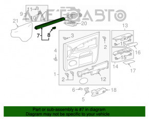 Уплотнитель стекла внутренний двери передней левой Lexus RX300 RX330 RX350 RX400H 04-09