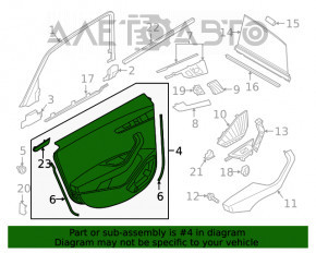 Capacul ușii spate stânga Audi A4 B9 17-19 negru, cotiera bej, placă de aluminiu, zgârieturi, necesită curățare.