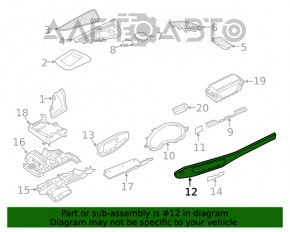 Capacul panoului frontal dreapta Audi A4 B9 17- gri, zgarieturi, fixarile sunt rupte